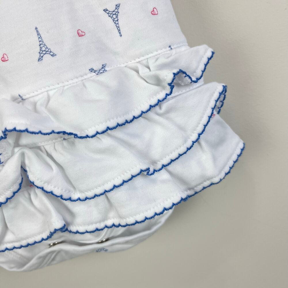 Magnolia Baby Ruffle Bubble Romper & Sun Hat Paris Print 6 Months - Picture 5 of 10